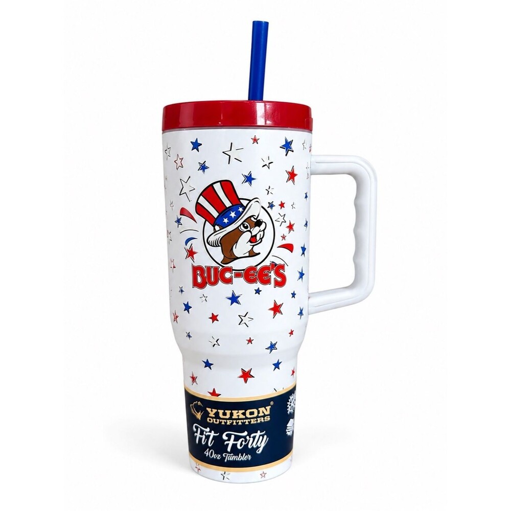 Buc-ee’s 4th of July Glow in the Dark 40oz Tumbler Patriotic Stars NWT